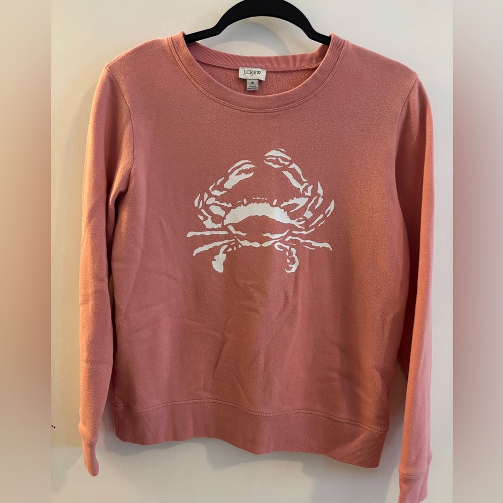 Pink JCrew Sweatshirt with White Crab Design